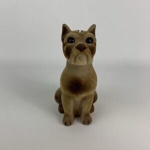 Vintage Royalty Designs Flocked Fuzzy Boxer Dog Coin Bank 7" Coin Slot Uncut